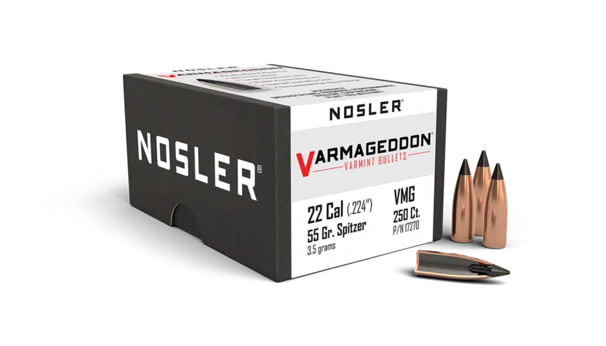 Nosler Varmageddon 22 cal 55gr FB Tipped Projectiles - 250pk