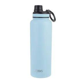 Oasis Stainless Steel Double Wall Insulated "Challenger" Sports Bottle Screw Cap 1.1L - Island Blue