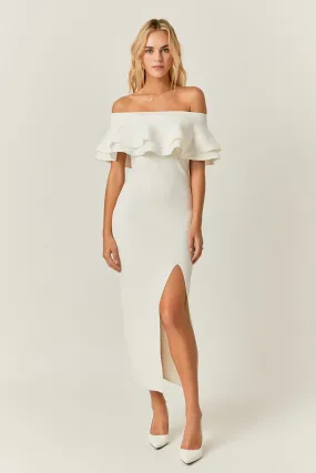 Off the Shoulder Ruffle Maxi Dress