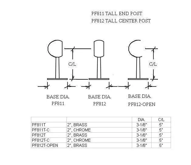 Open 6"H Ball Open Post For 2" Tubing