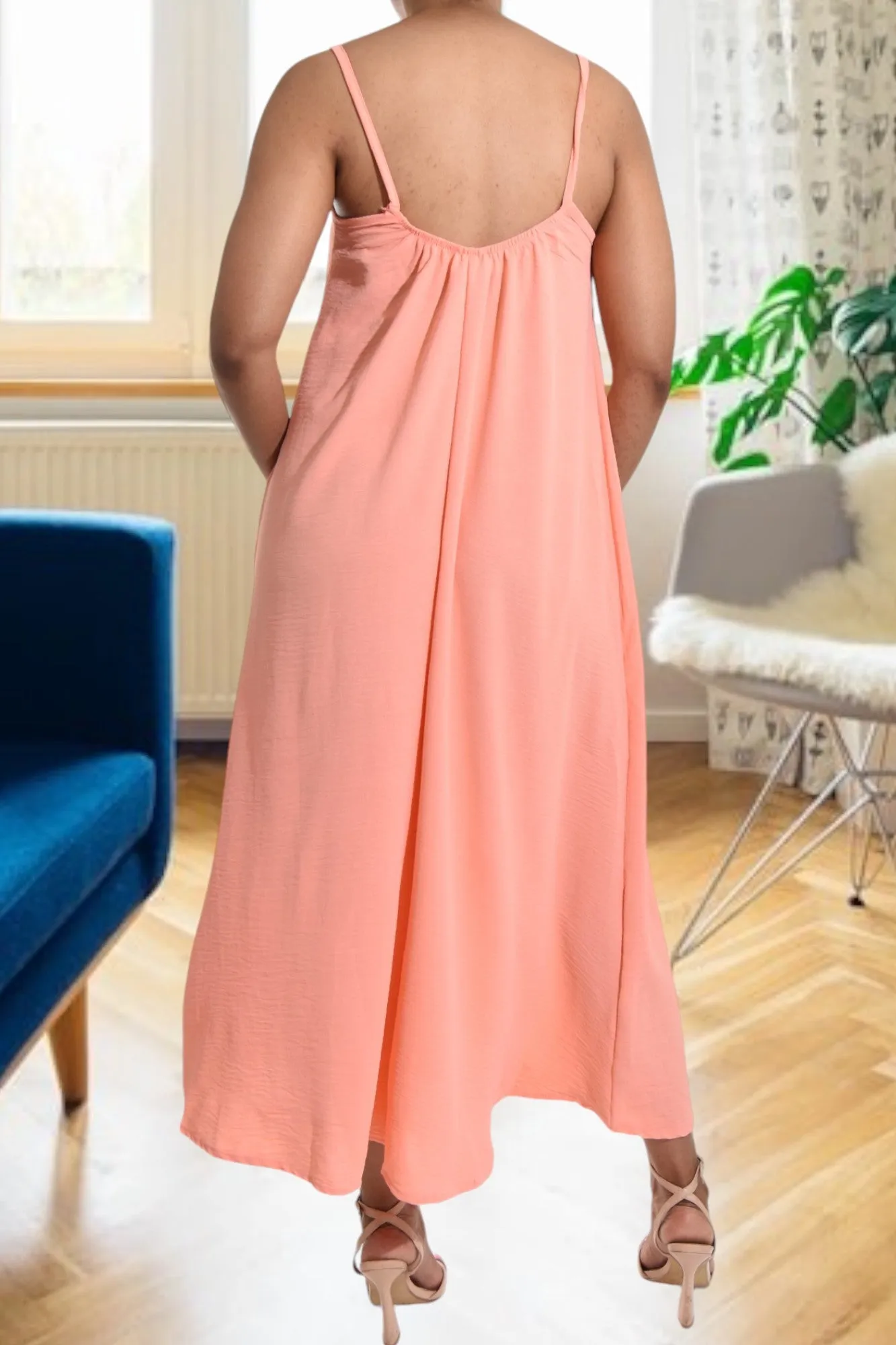 Peach Strappy Maxi Dress