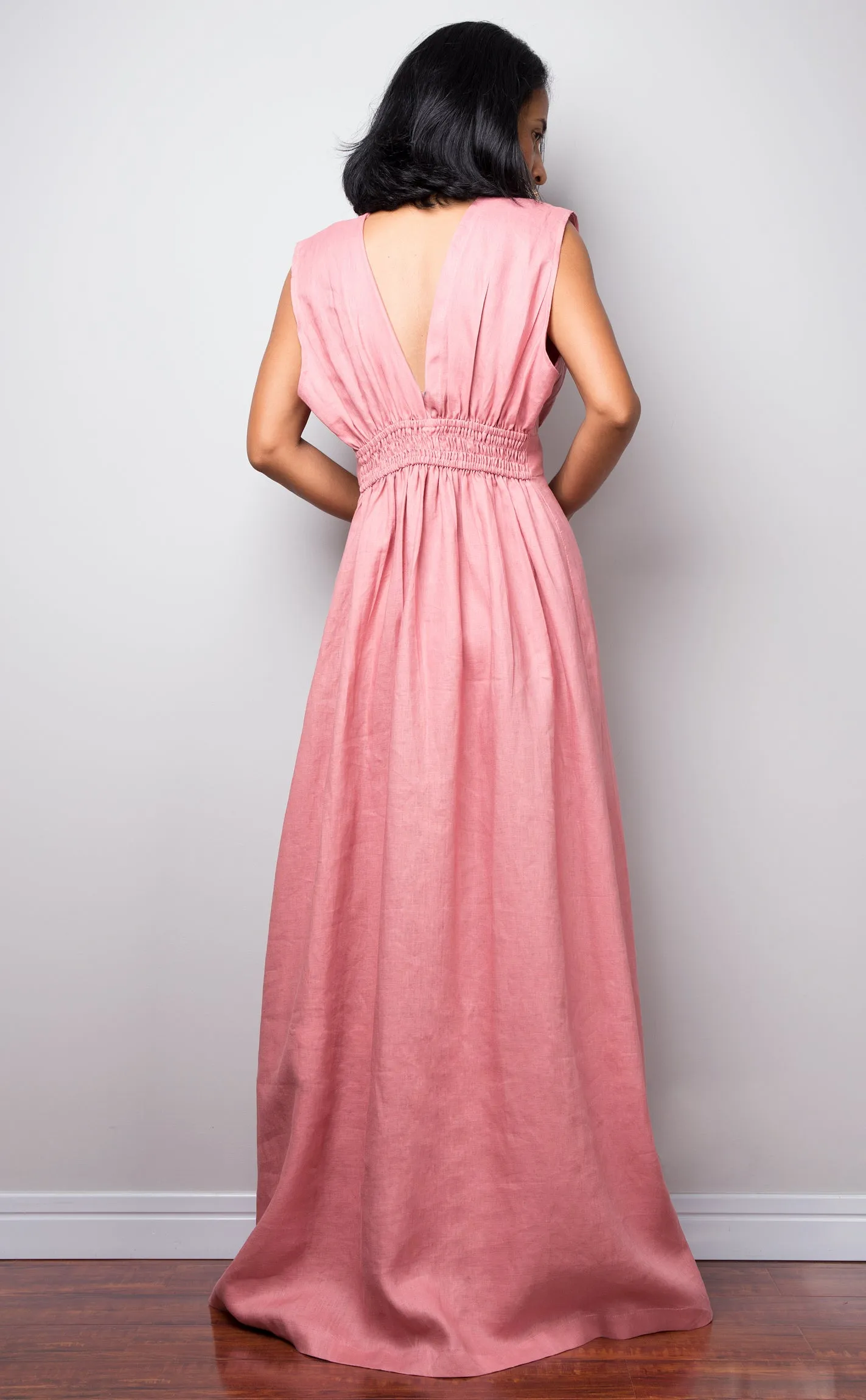 Pink Sleeveless Linen dress