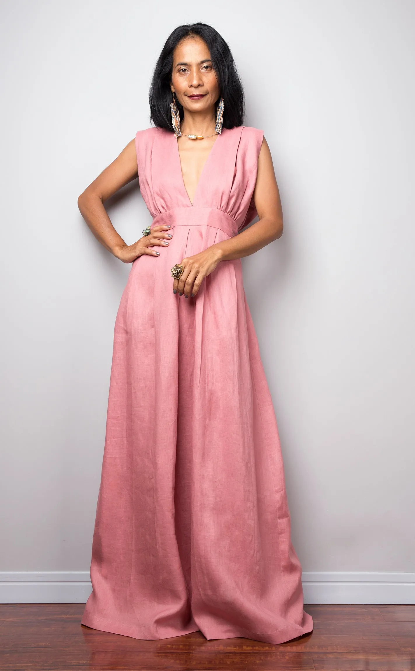 Pink Sleeveless Linen dress