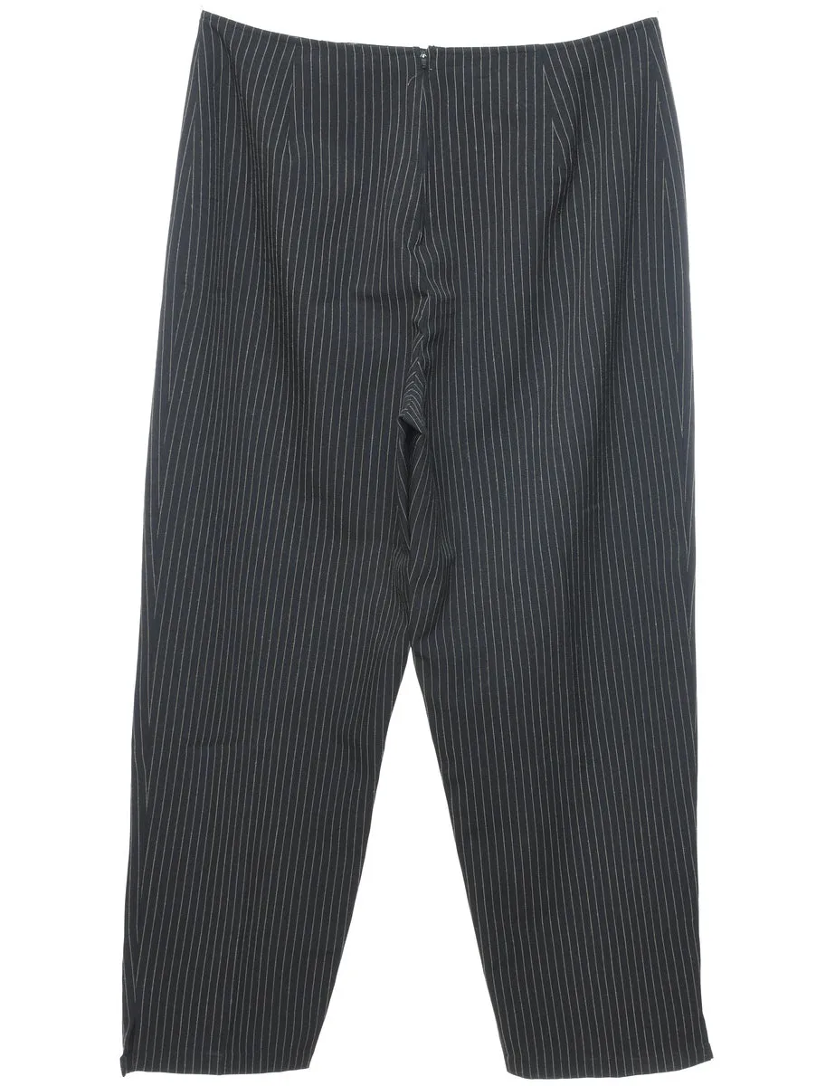 Pinstriped Black Casual Trousers - W35 L29