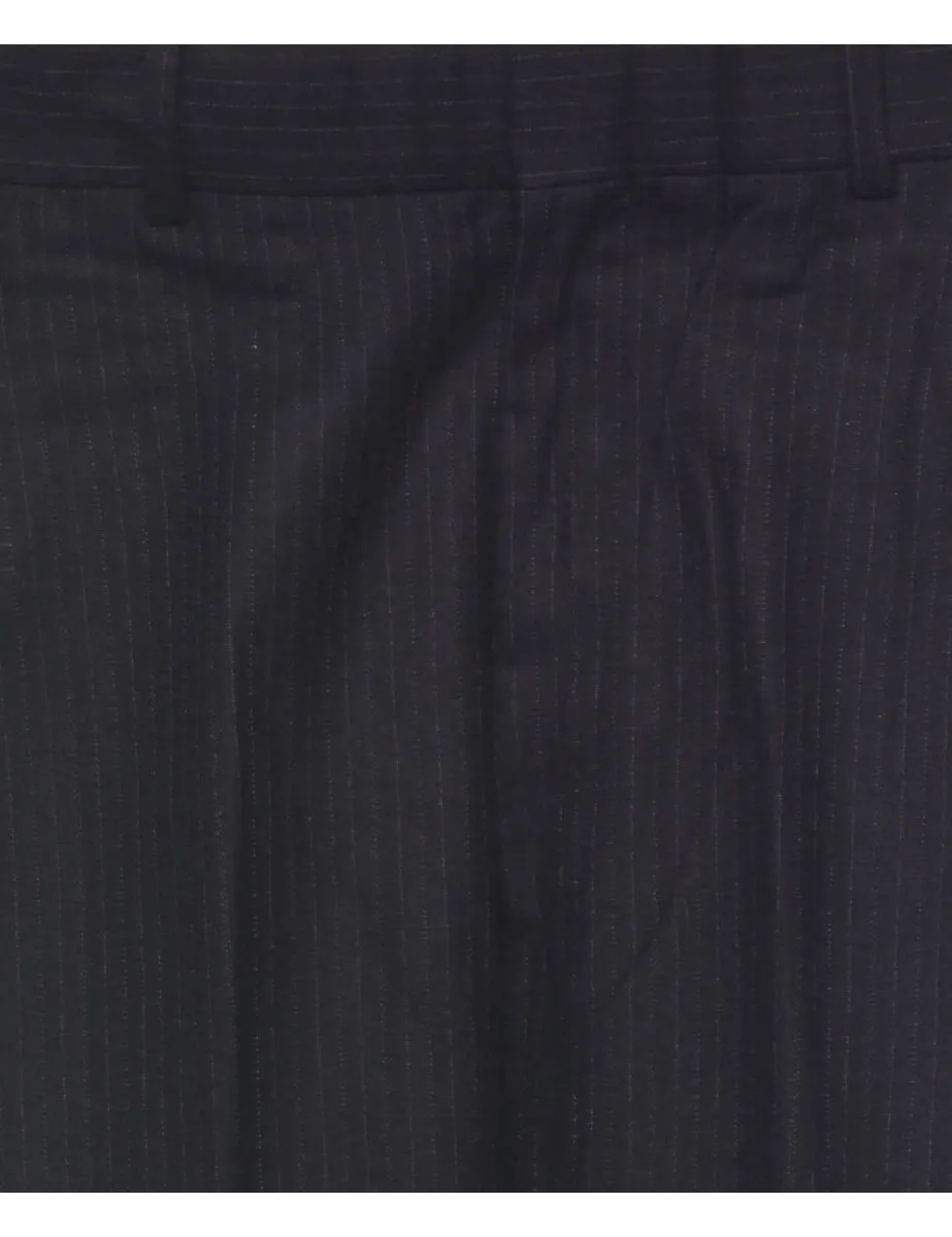 Pinstriped Navy Trousers - W32 L31