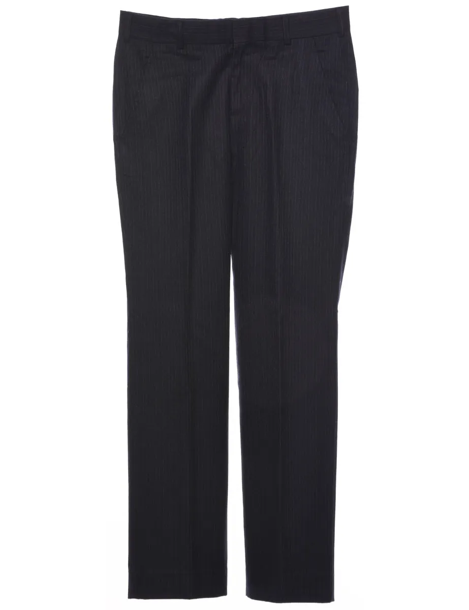 Pinstriped Navy Trousers - W32 L31