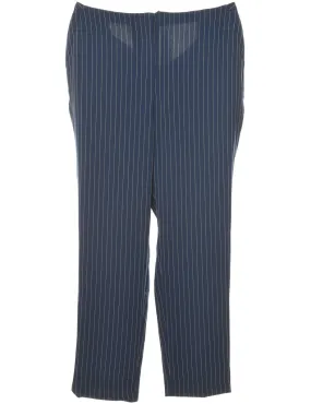 Pinstriped Navy Trousers - W35 L28