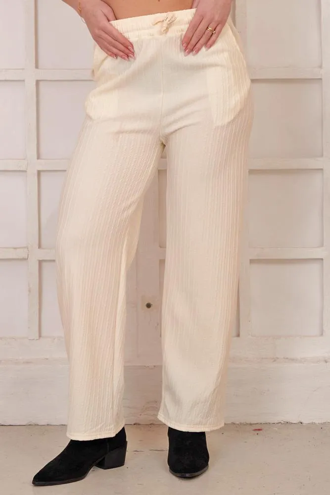 Plain Knit Wide Leg Pocket Trousers