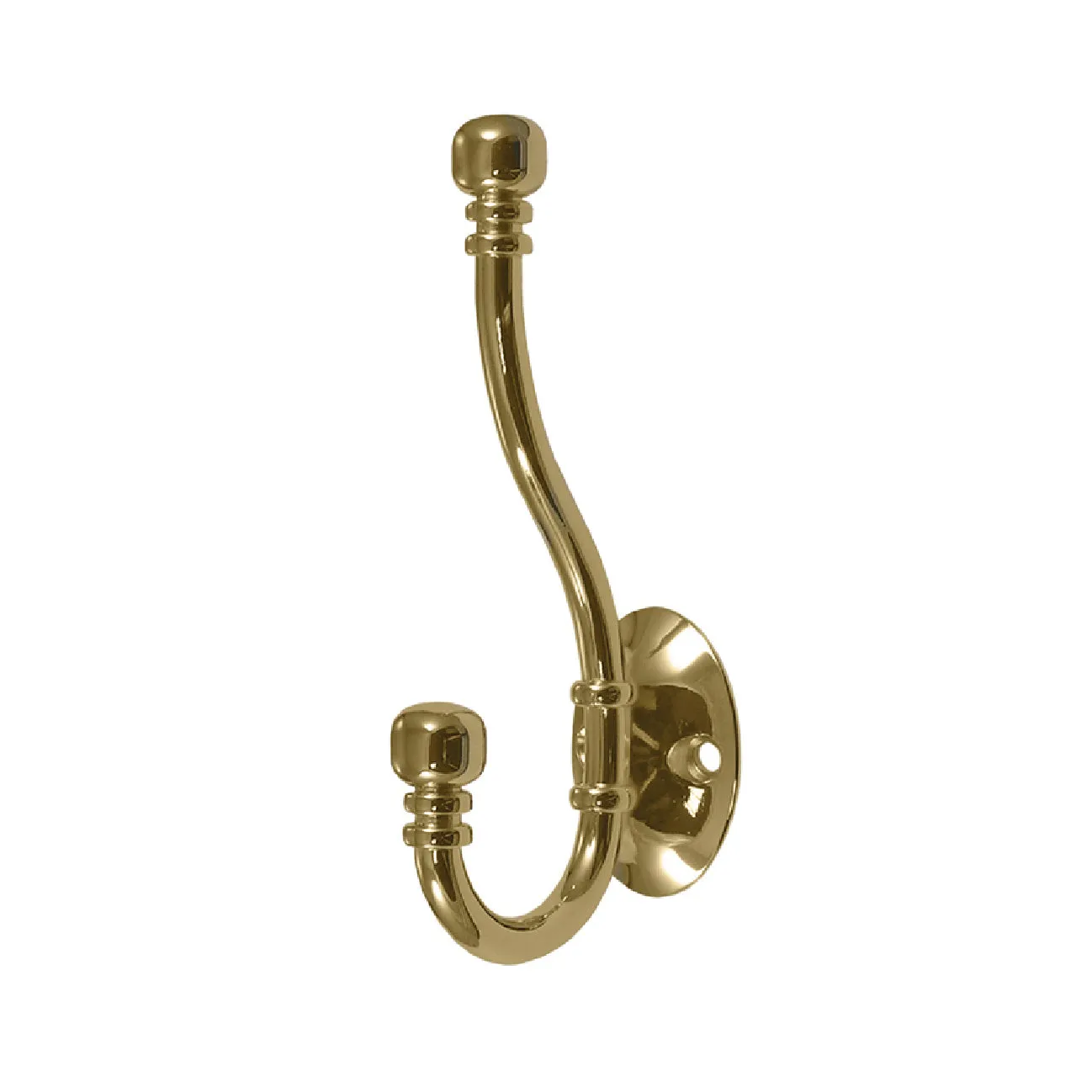 Polished Brass Double Hat and Coat Hooks