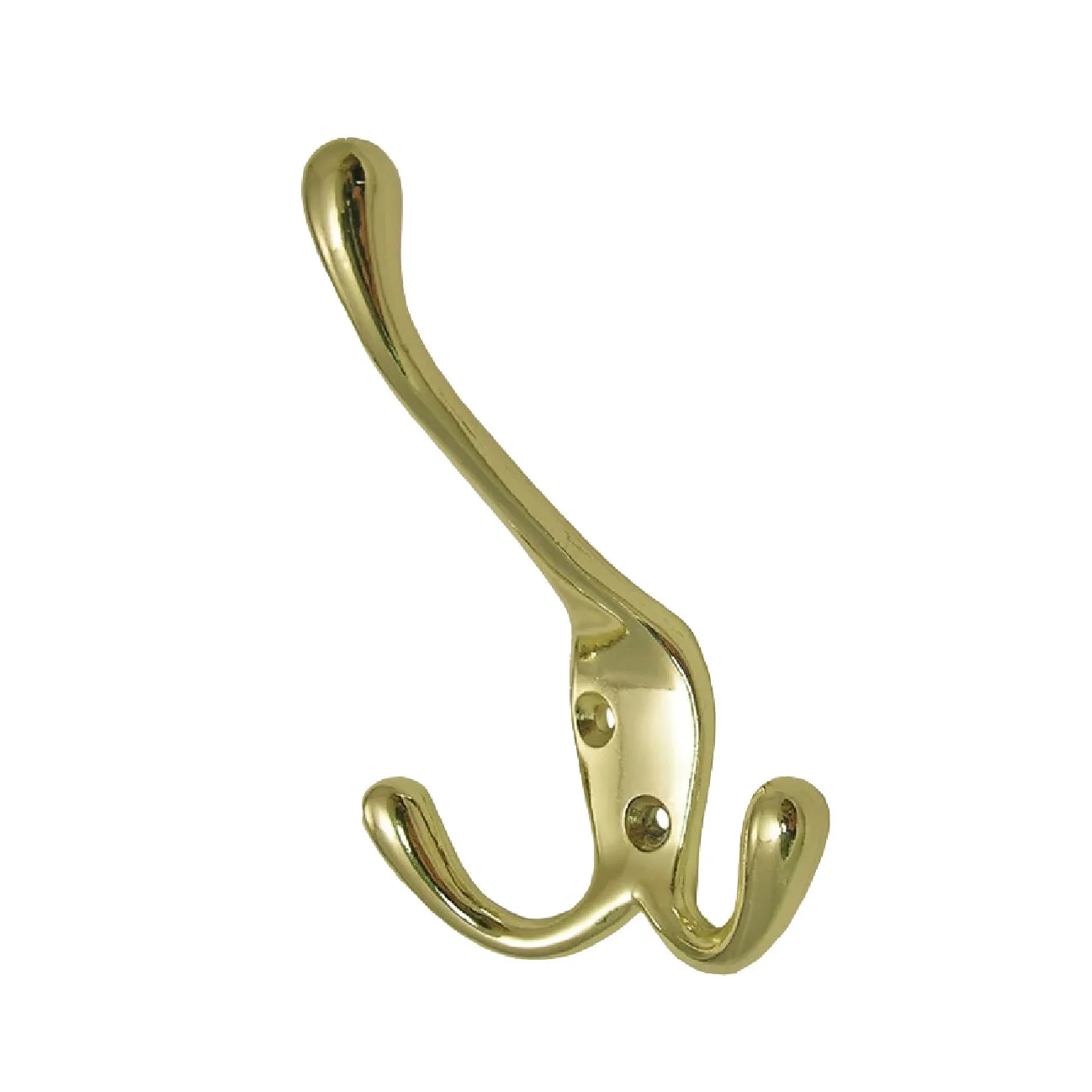 Polished Brass Metal Triple Hat and Coat Hooks