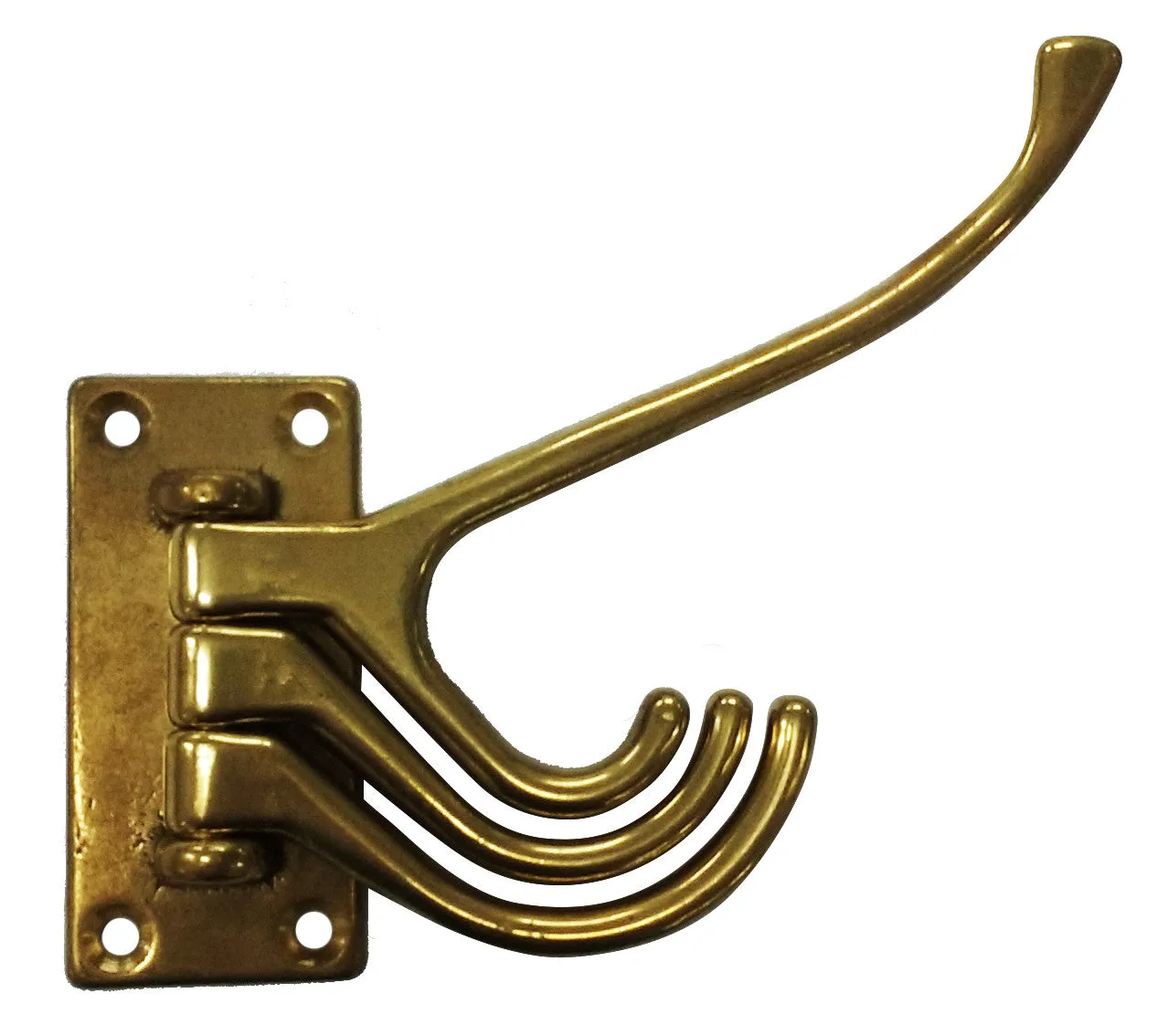 QUAD COAT HOOK SWIVEL BRASS