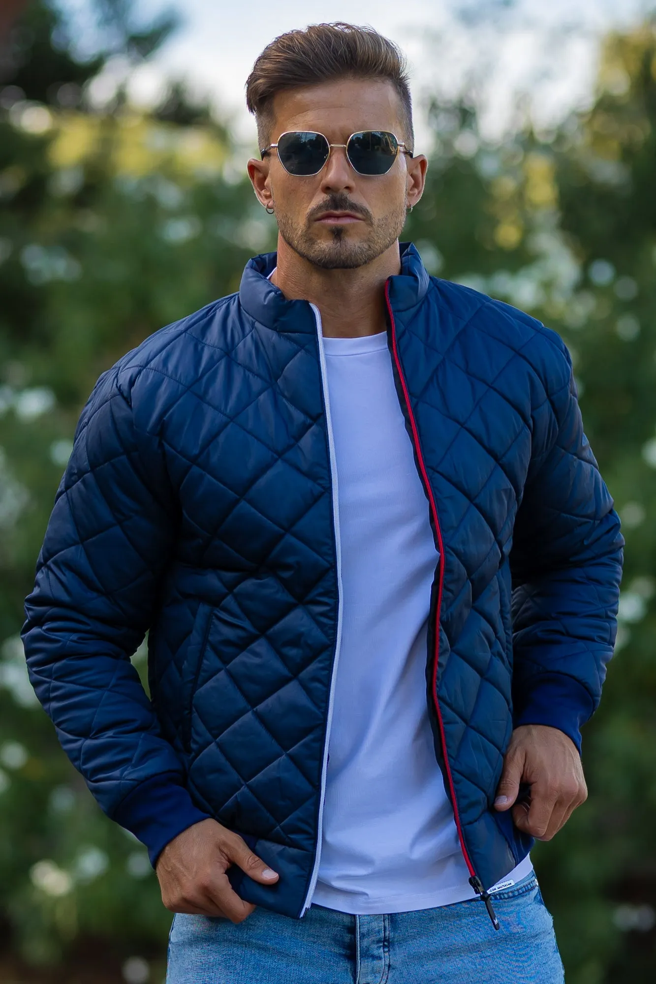 Quilted Puffer Jacket - Navy