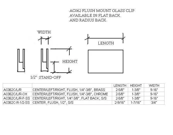 Radius Back Right-End Glass Clip for 1/4"-3/8" Glass