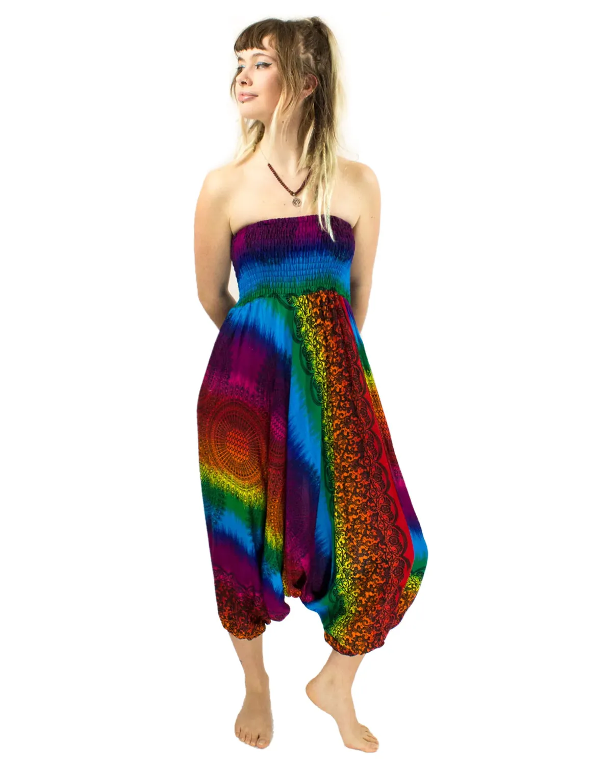 Rainbow Print Baggy Harem Pants