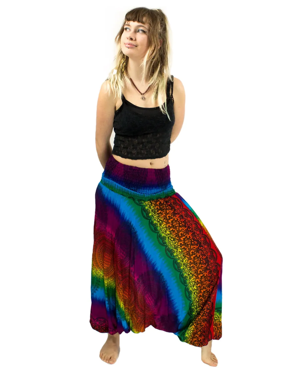 Rainbow Print Baggy Harem Pants