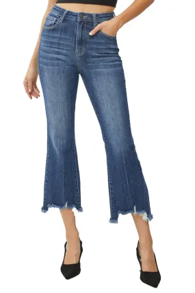 Risen Jeans - High Rise Frayed Hem Ankle Flare Jeans - RDP1059