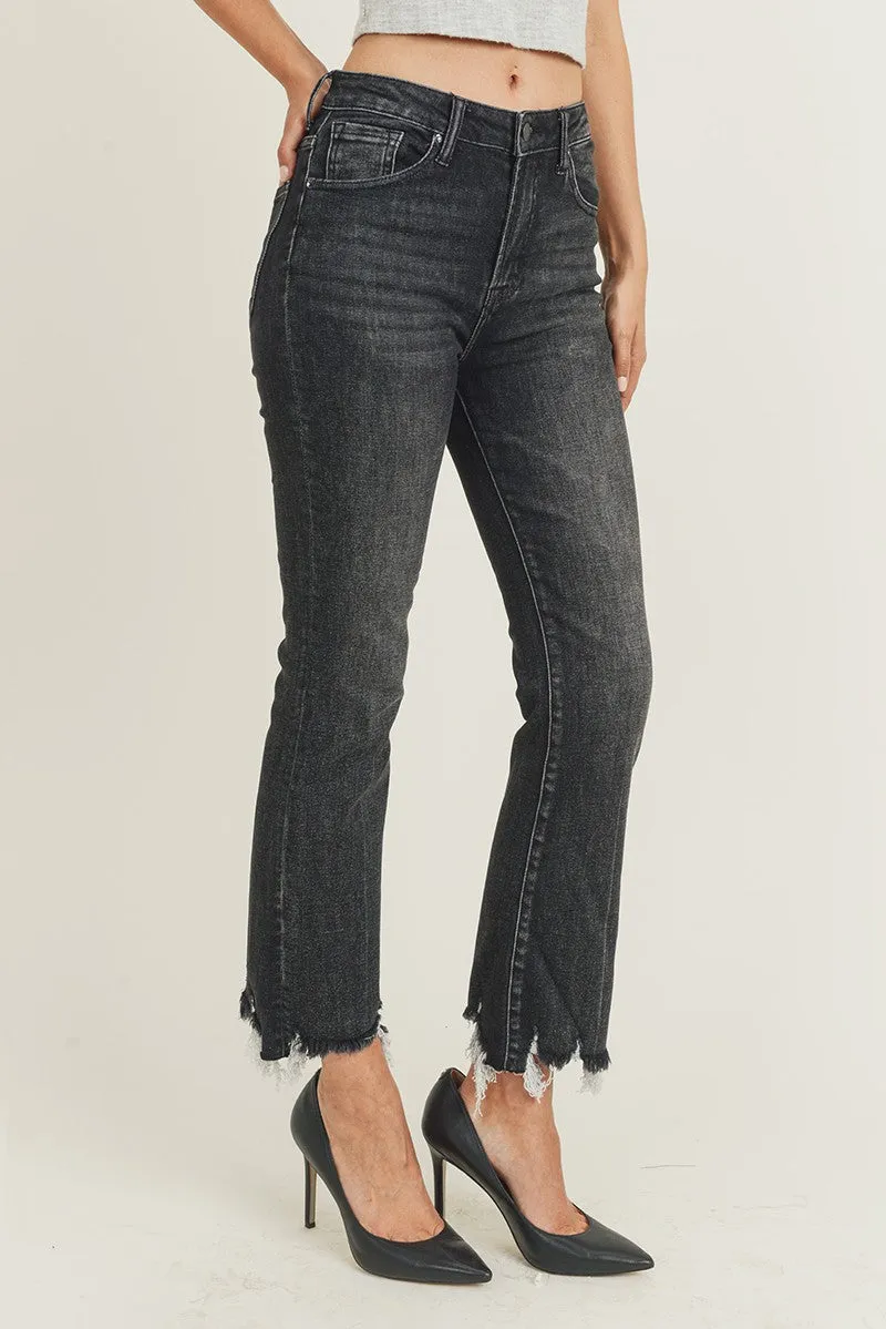 Risen Jeans - High Rise Frayed Hem Ankle Flare Jeans - RDP1059