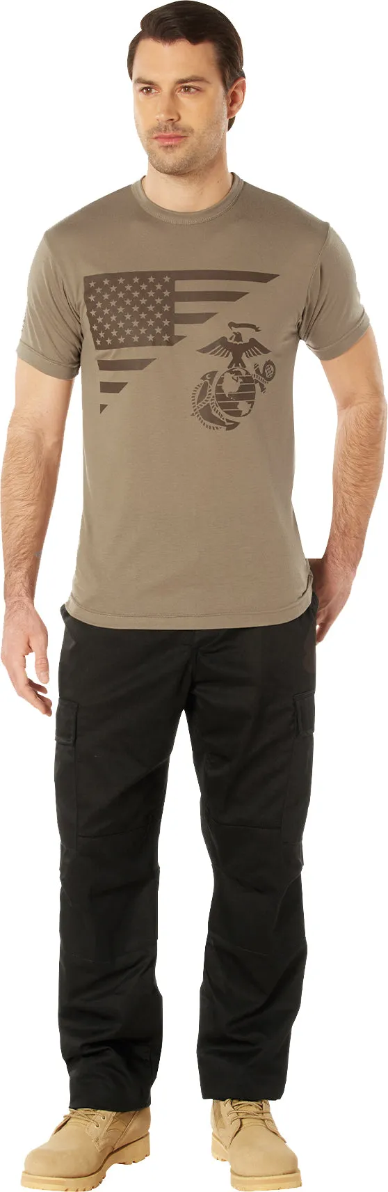 Rothco Coyote Brown USMC Eagle, Globe, & Anchor Moisture Wicking T-Shirt