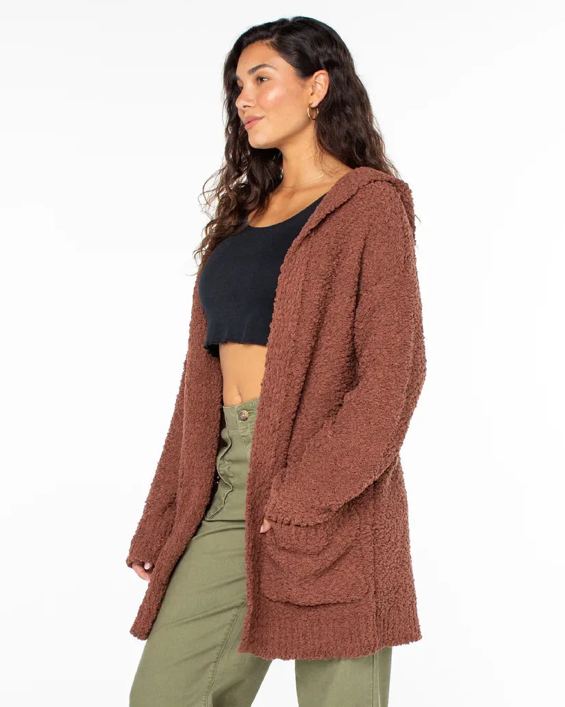 Roxy Weekend Retreat Open Front Hooded Cardigan