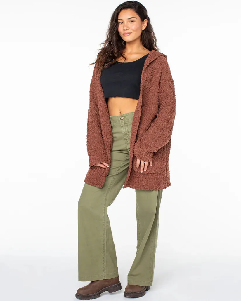 Roxy Weekend Retreat Open Front Hooded Cardigan