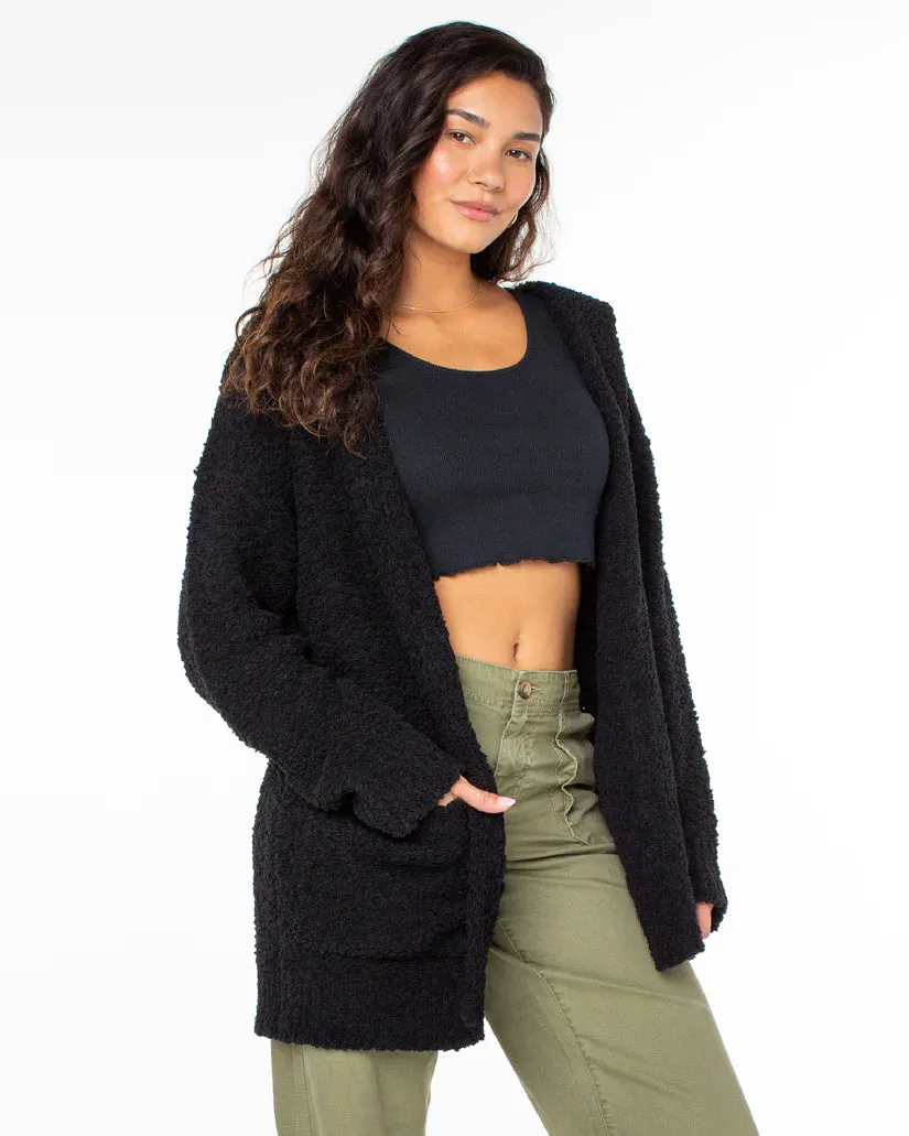 Roxy Weekend Retreat Open Front Hooded Cardigan