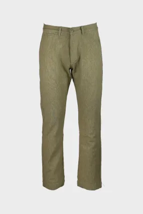 Rustic Plainweave Flat Front Chino - Olive