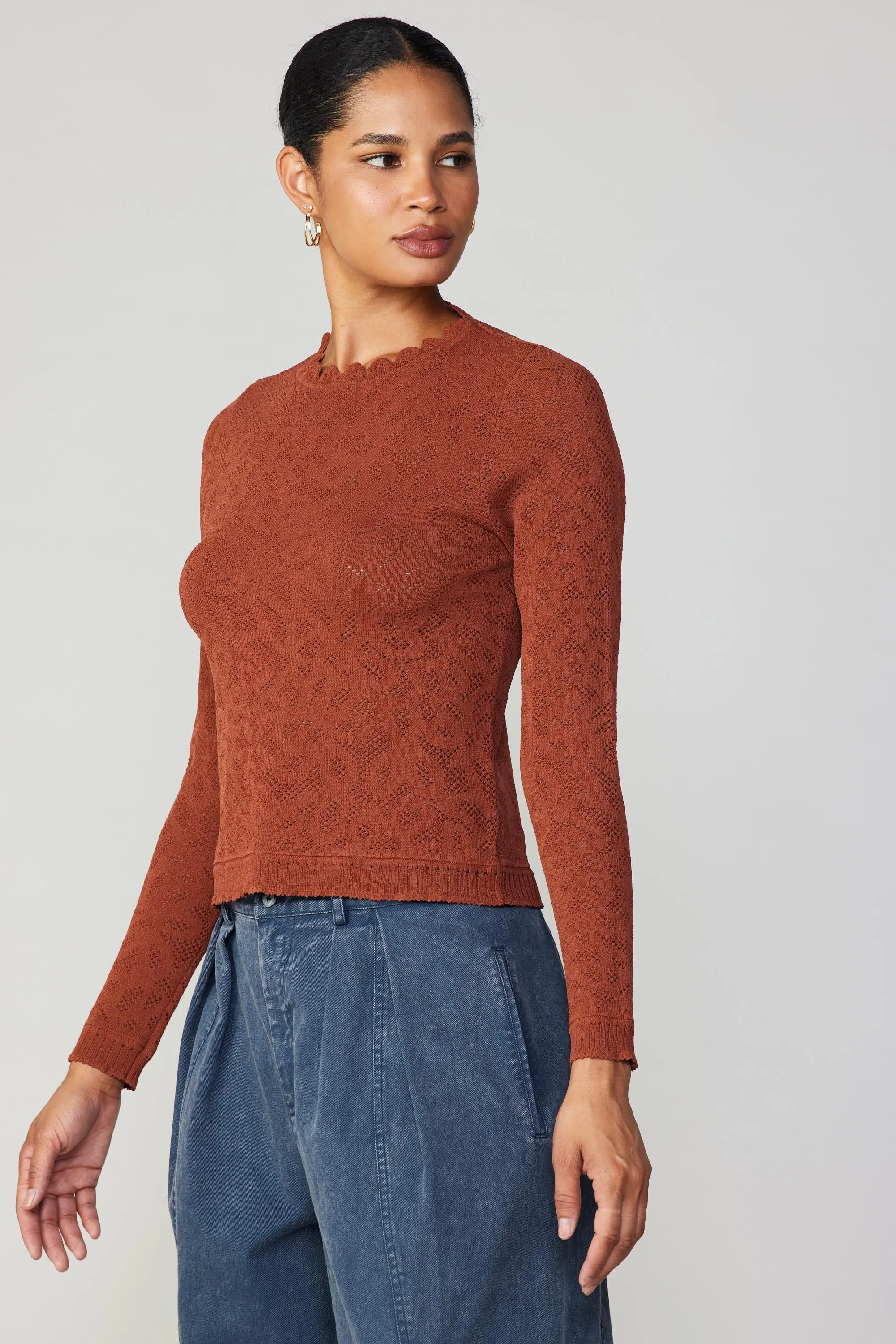 Scalloped Knit Top