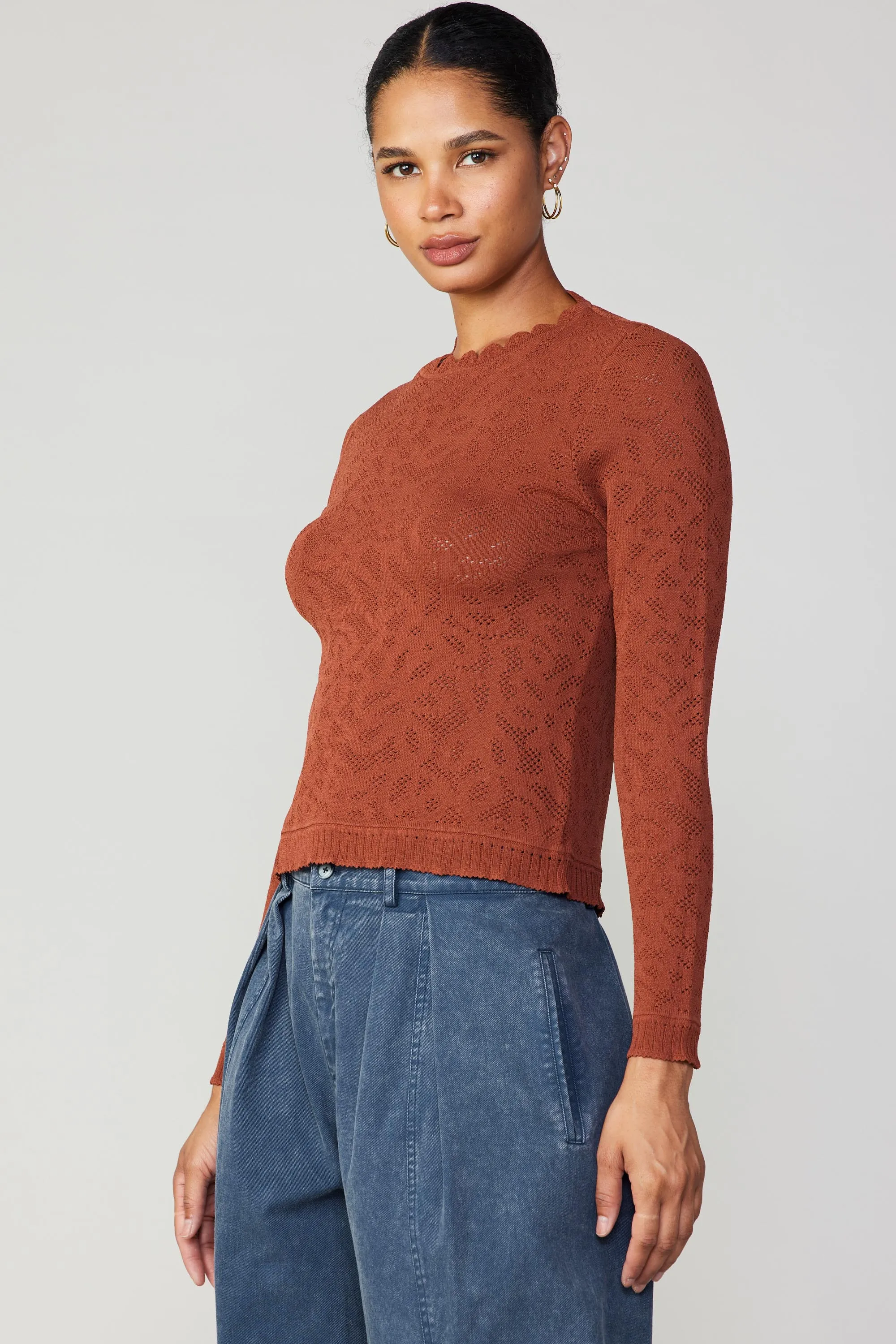 Scalloped Knit Top