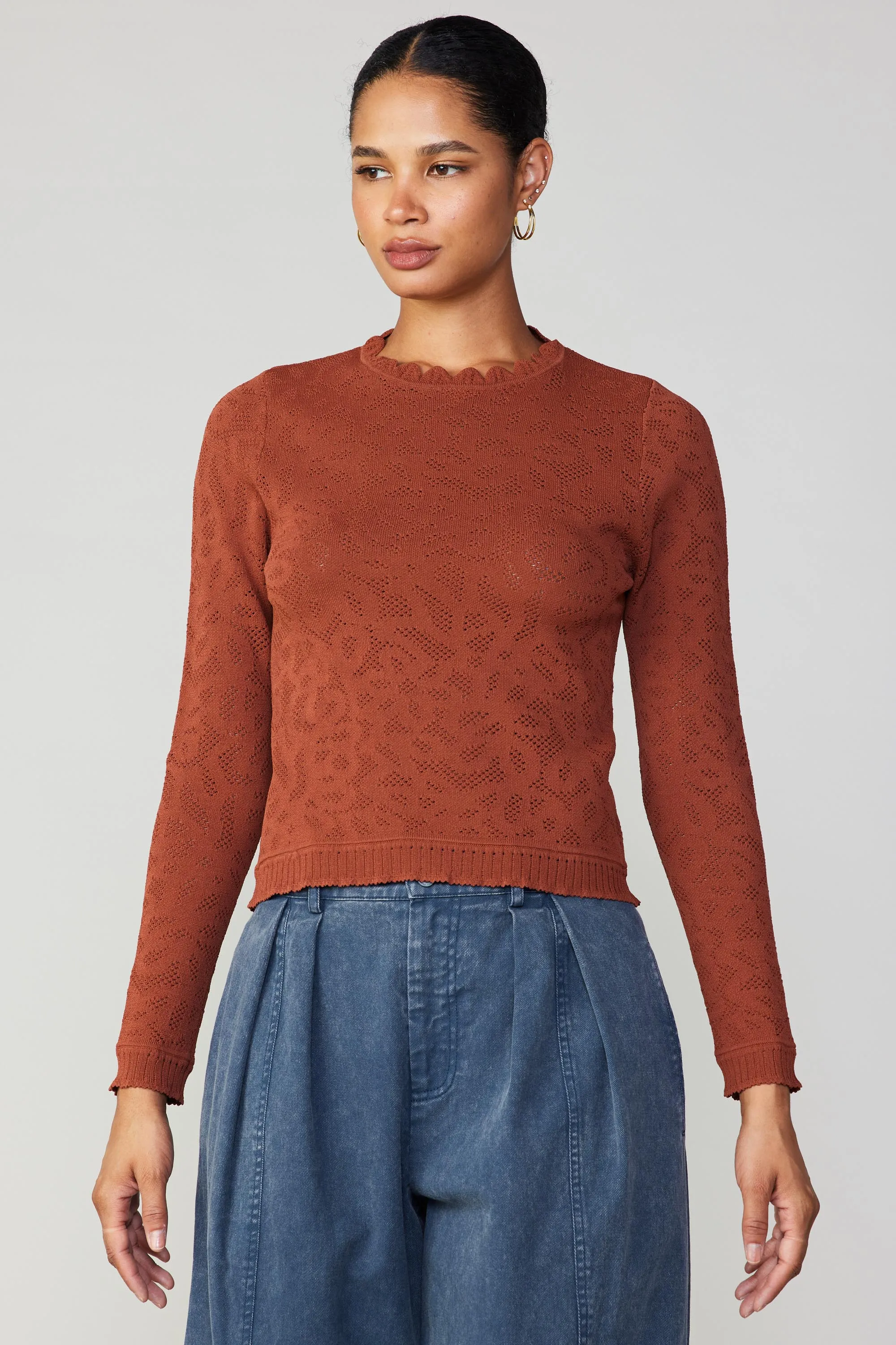 Scalloped Knit Top