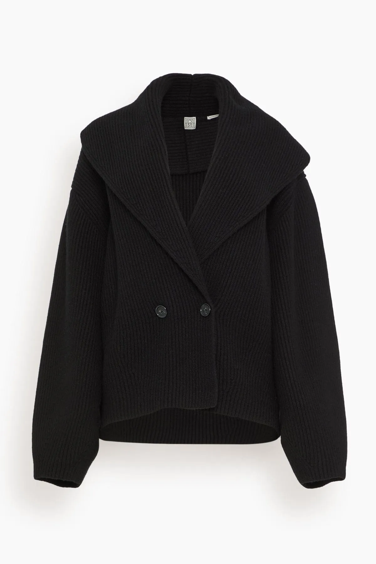 Shawl-Lapel Cardigan in Black