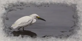 Silent Hunter - Snowy Egret Painting - 12x24"