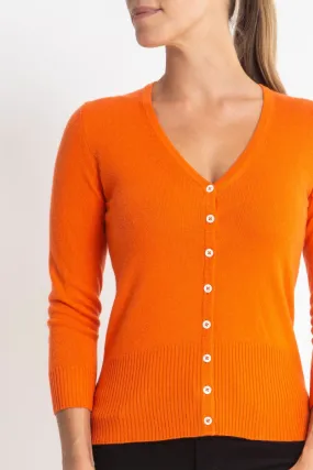 Silk   Cashmere Audrey Cardigan in Orange