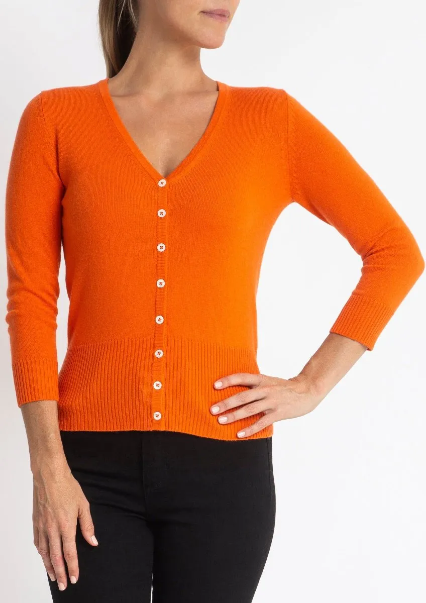 Silk   Cashmere Audrey Cardigan in Orange