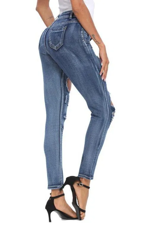 Skinny Stretch-Through Hole Jeans