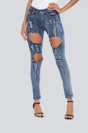 Skinny Stretch-Through Hole Jeans