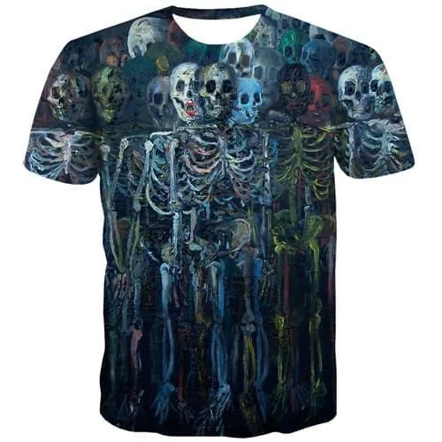 Skull T-shirt Men Terror T-shirts Graphic Graffiti Tshirt Anime Skeleton T shirts Funny Funny Tshirts Cool Short Sleeve Hip hop