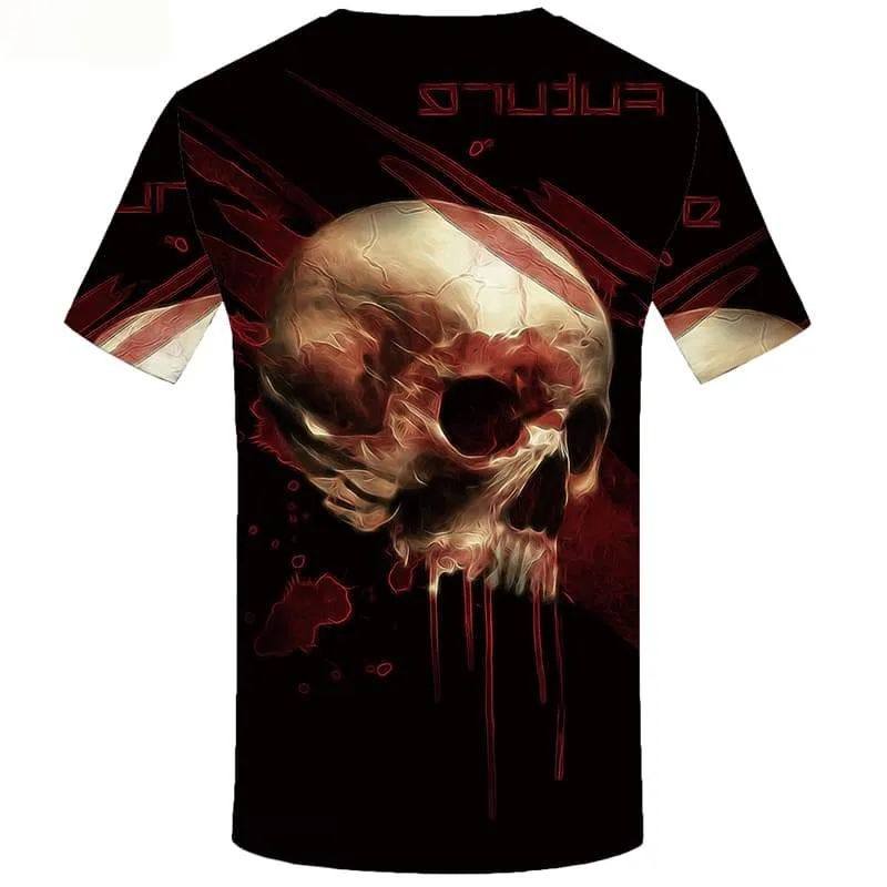 Skull T shirts Men Blood Tshirts Novelty Black Tshirts Casual Gothic Tshirt Printed Short Sleeve T shirts Men/women Tee Top Slim