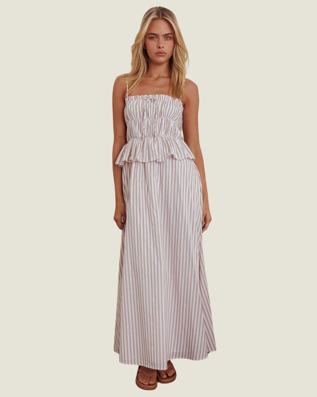 Sleeveless Stripe Maxi Dress