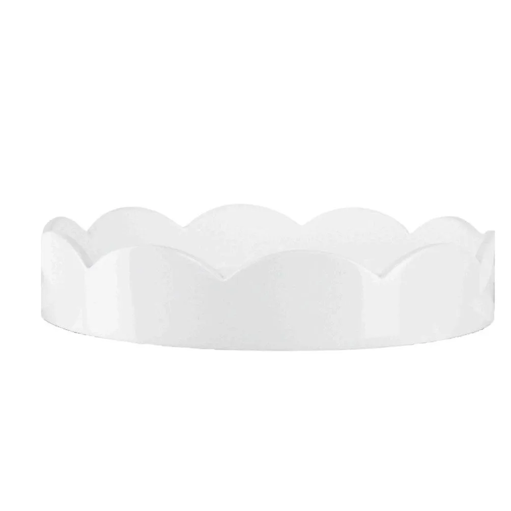 Small Scallop Round Tray | White