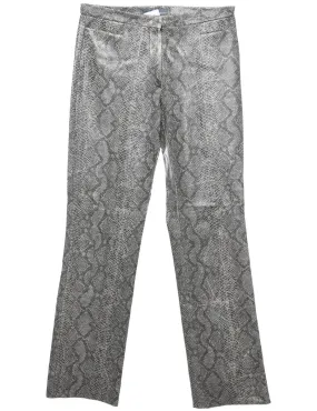 Snakeskin Pattern Grey Y2K Faux Leather Trousers - W30 L32