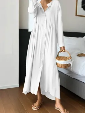 Solid Color Long Sleeve Loose Dress