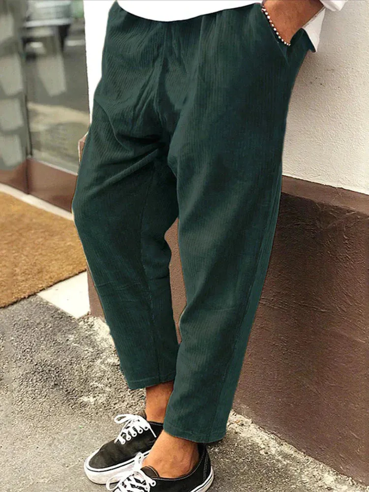 Solid Corduroy Carrot Pants