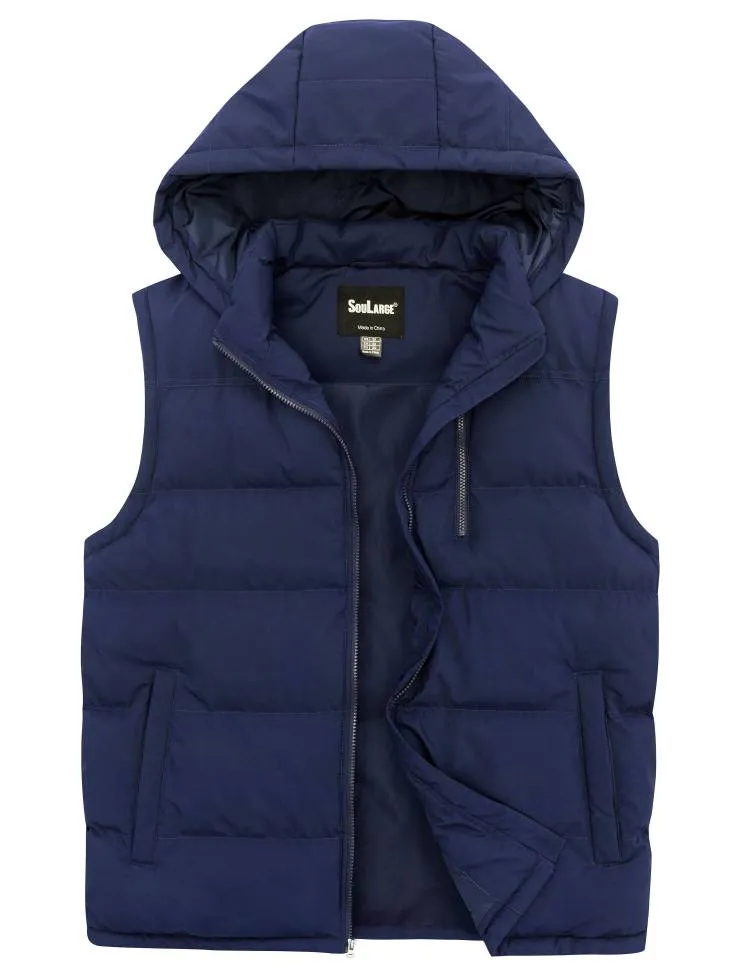 Soularge Men's Big and Tall Winter Warm Thick Utility Puffer Vest Outerwear