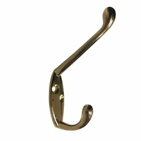 Straight Coat & Hat Hook, Polished Brass