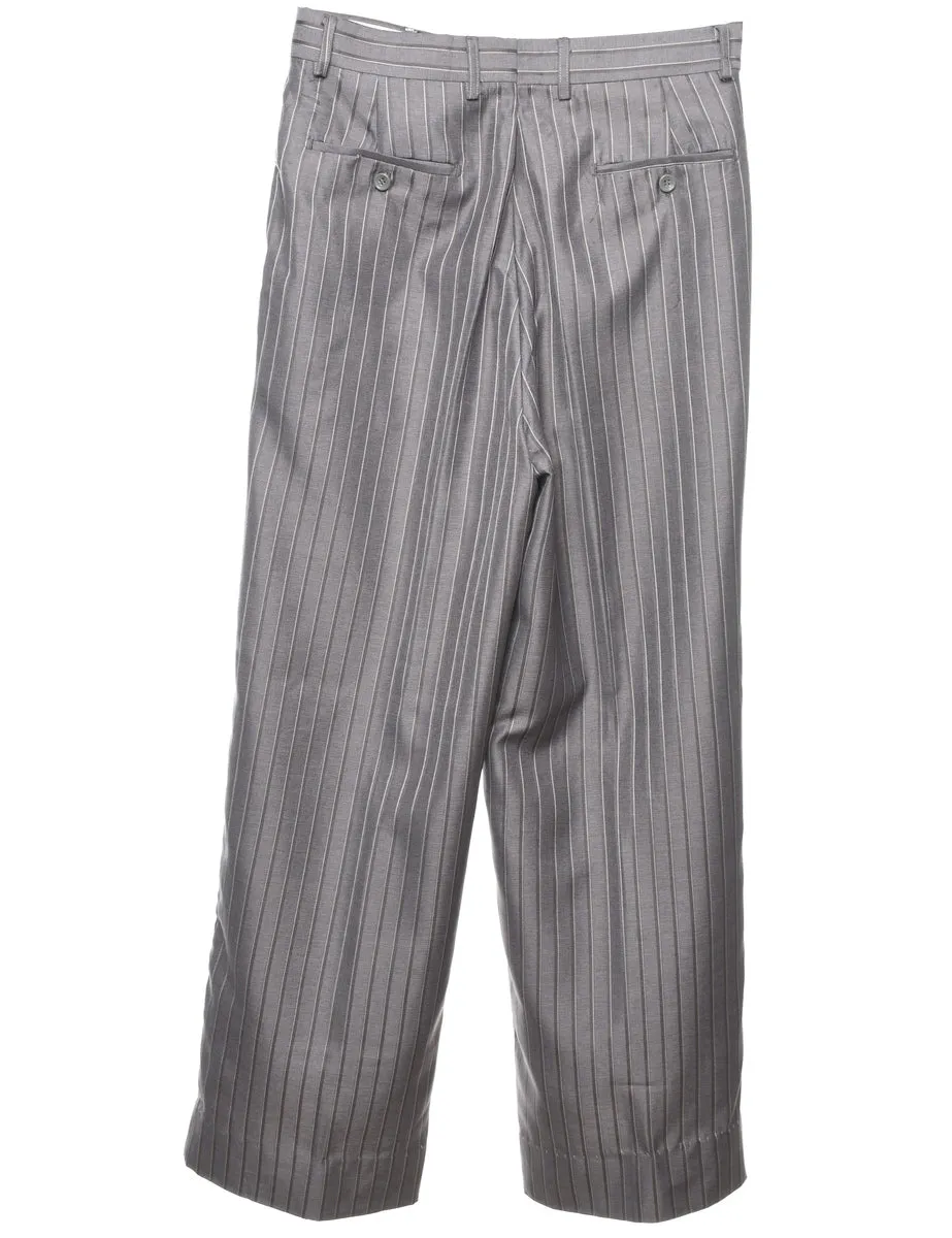 Striped Pattern Grey Casual Trousers - W32 L30