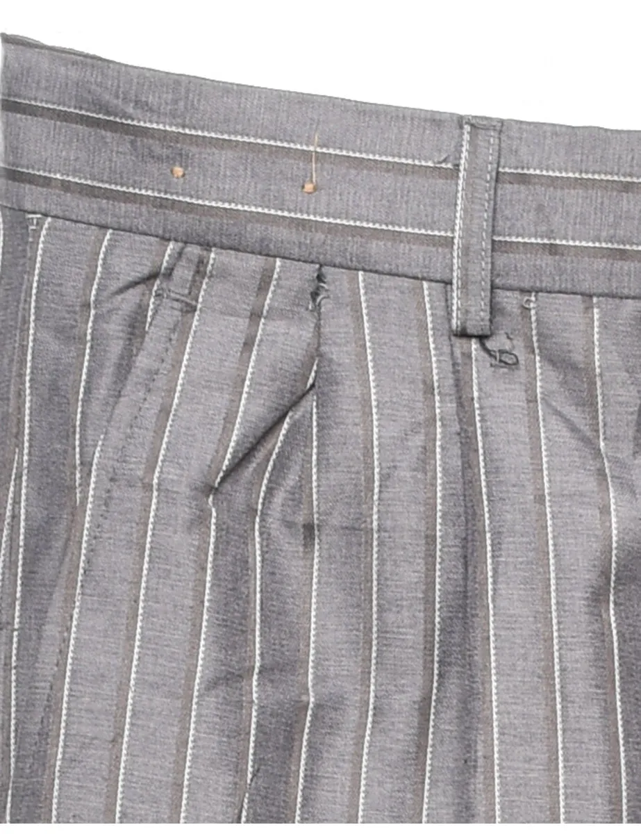 Striped Pattern Grey Casual Trousers - W32 L30