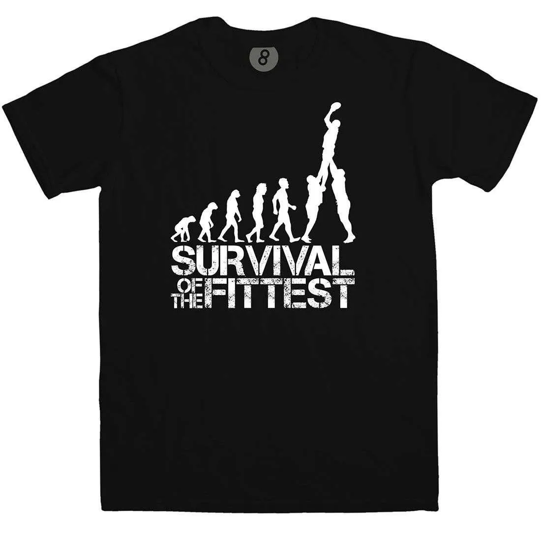 Survival of the Fittest Rugby Evolution T-Shirt