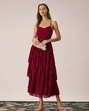 Sweetheart Neck Lace Maxi Dress