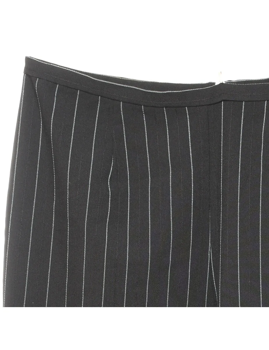 Tapered Pinstriped Black Trousers - W36 L29