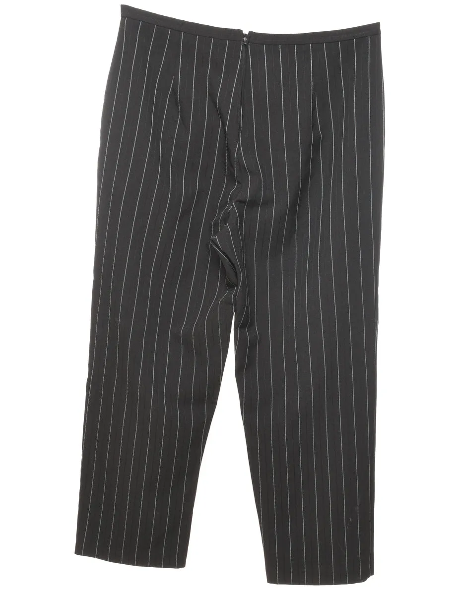 Tapered Pinstriped Black Trousers - W36 L29